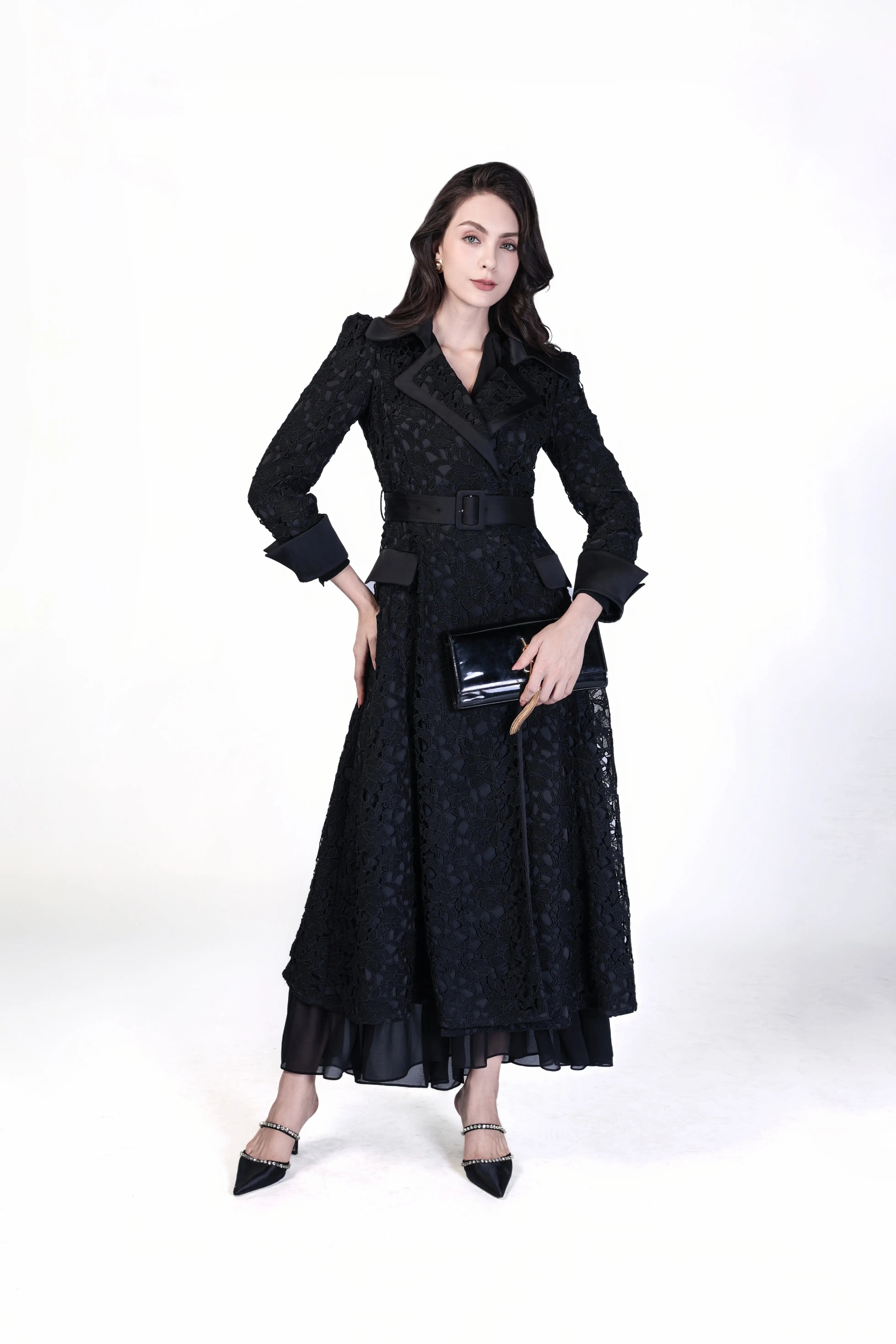 Lace Trench Coat with Belted Waist ULA